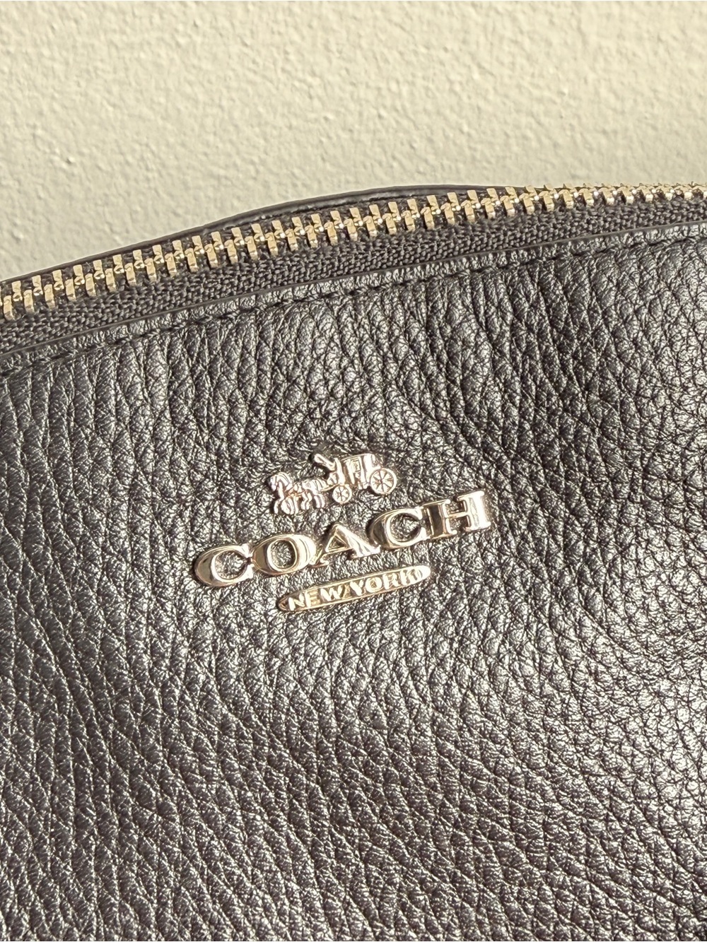 Coach Black Pebbled Leather Satchel Shoulder Bag Silver Hardware Crossbody COA - Picture 2 of 13
